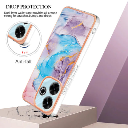 For Xiaomi Redmi 13 4G Case YB IMD Series-1 Style-A  IMD Marble Flower Pattern TPU Phone Cover