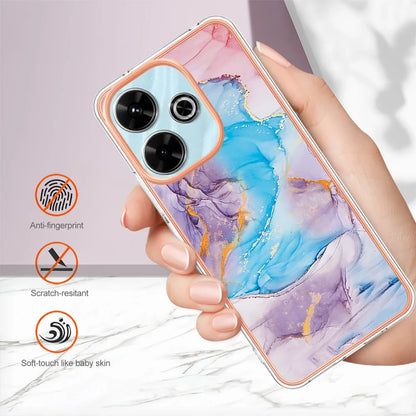For Xiaomi Redmi 13 4G Case YB IMD Series-1 Style-A  IMD Marble Flower Pattern TPU Phone Cover