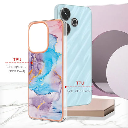 For Xiaomi Redmi 13 4G Case YB IMD Series-1 Style-A  IMD Marble Flower Pattern TPU Phone Cover