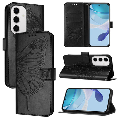 For Samsung Galaxy S24 FE Case YB Imprinting Series-4 Butterfly Flower Flip Wallet Leather Phone Cover