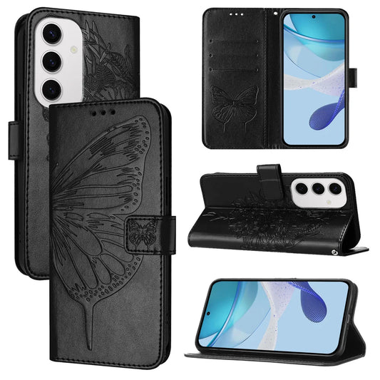 For Samsung Galaxy S24 FE Case YB Imprinting Series-4 Butterfly Flower Flip Wallet Leather Phone Cover