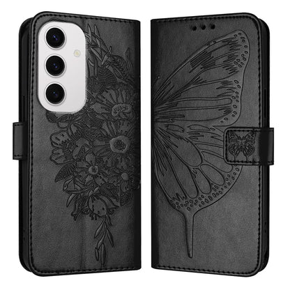 For Samsung Galaxy S24 FE Case YB Imprinting Series-4 Butterfly Flower Flip Wallet Leather Phone Cover