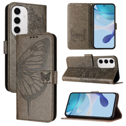 For Samsung Galaxy S24 FE Case YB Imprinting Series-4 Butterfly Flower Flip Wallet Leather Phone Cover