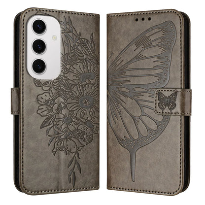 For Samsung Galaxy S24 FE Case YB Imprinting Series-4 Butterfly Flower Flip Wallet Leather Phone Cover