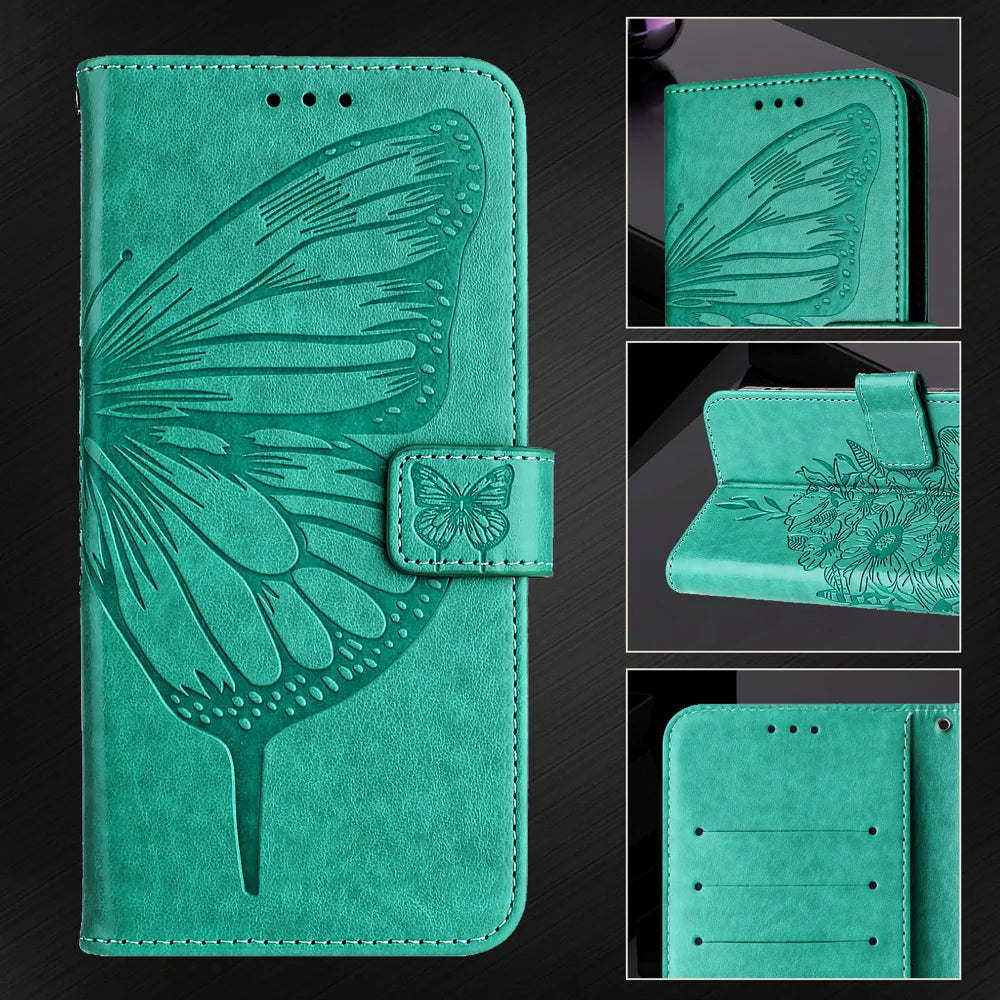 For Samsung Galaxy S24 FE Case YB Imprinting Series-4 Butterfly Flower Flip Wallet Leather Phone Cover