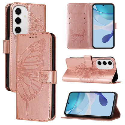 For Samsung Galaxy S24 FE Case YB Imprinting Series-4 Butterfly Flower Flip Wallet Leather Phone Cover