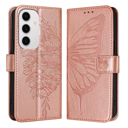 For Samsung Galaxy S24 FE Case YB Imprinting Series-4 Butterfly Flower Flip Wallet Leather Phone Cover