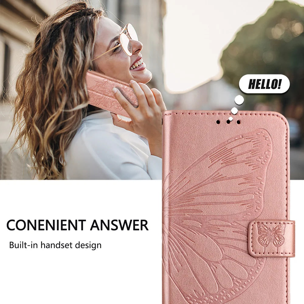 For Samsung Galaxy S24 FE Case YB Imprinting Series-4 Butterfly Flower Flip Wallet Leather Phone Cover