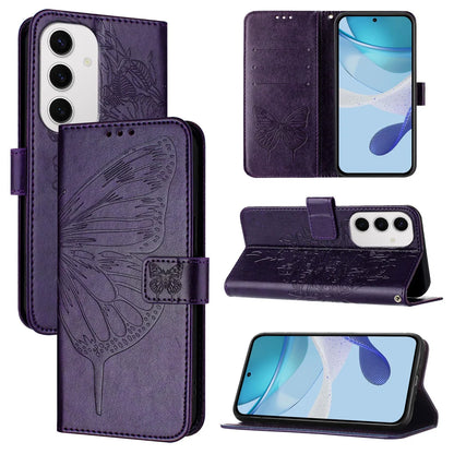 For Samsung Galaxy S24 FE Case YB Imprinting Series-4 Butterfly Flower Flip Wallet Leather Phone Cover