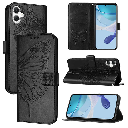 For Samsung Galaxy A06 Case YB Imprinting Series-4 Butterfly Flower Flip Wallet Leather Phone Cover