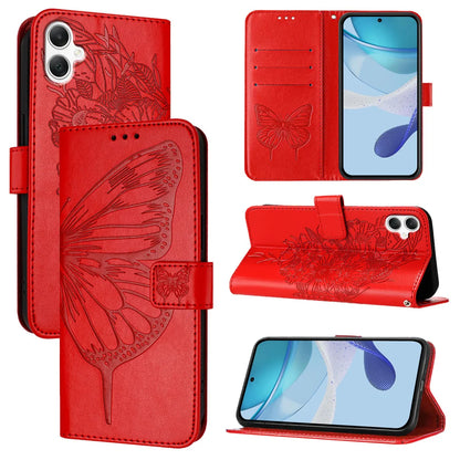 For Samsung Galaxy A06 Case YB Imprinting Series-4 Butterfly Flower Flip Wallet Leather Phone Cover