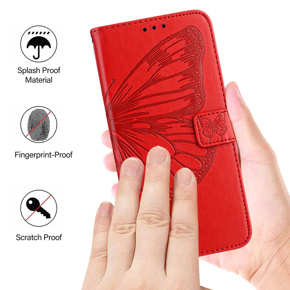 For Samsung Galaxy A06 Case YB Imprinting Series-4 Butterfly Flower Flip Wallet Leather Phone Cover