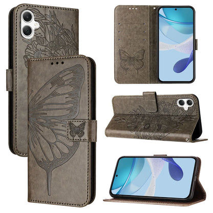 For Samsung Galaxy A06 Case YB Imprinting Series-4 Butterfly Flower Flip Wallet Leather Phone Cover