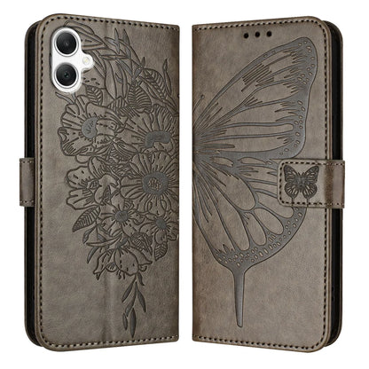 For Samsung Galaxy A06 Case YB Imprinting Series-4 Butterfly Flower Flip Wallet Leather Phone Cover
