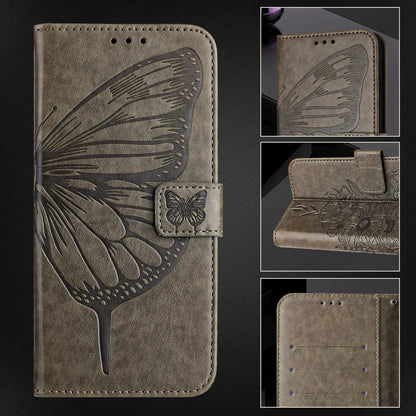 For Samsung Galaxy A06 Case YB Imprinting Series-4 Butterfly Flower Flip Wallet Leather Phone Cover