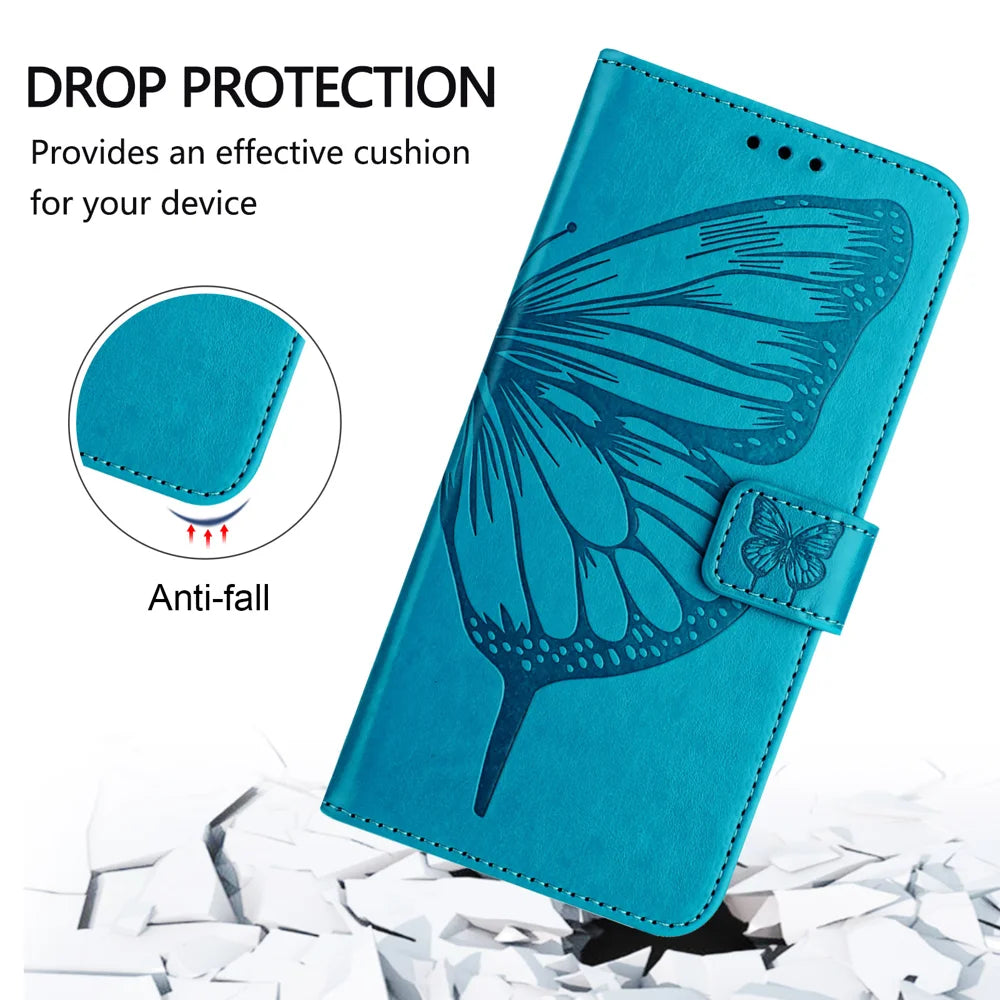 For Samsung Galaxy A06 Case YB Imprinting Series-4 Butterfly Flower Flip Wallet Leather Phone Cover