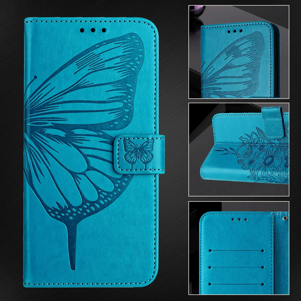For Samsung Galaxy A06 Case YB Imprinting Series-4 Butterfly Flower Flip Wallet Leather Phone Cover