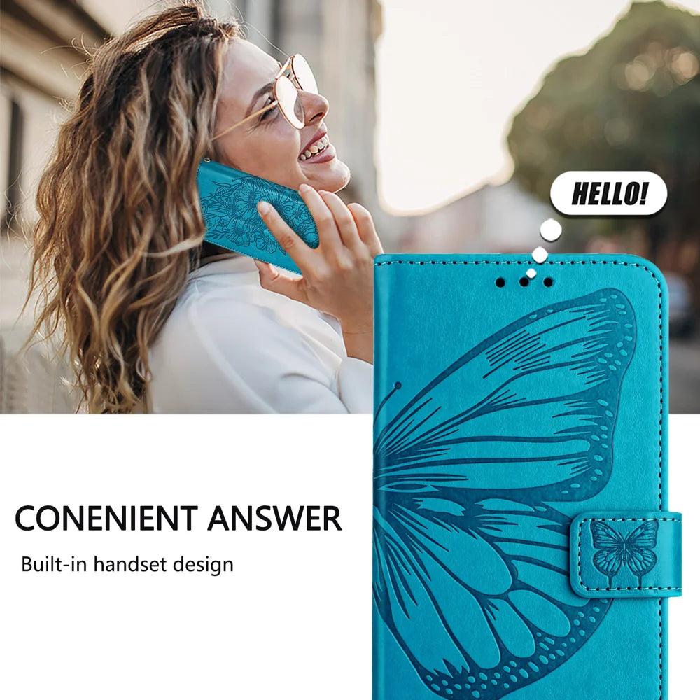 For Samsung Galaxy A06 Case YB Imprinting Series-4 Butterfly Flower Flip Wallet Leather Phone Cover