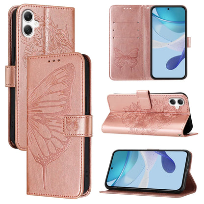 For Samsung Galaxy A06 Case YB Imprinting Series-4 Butterfly Flower Flip Wallet Leather Phone Cover