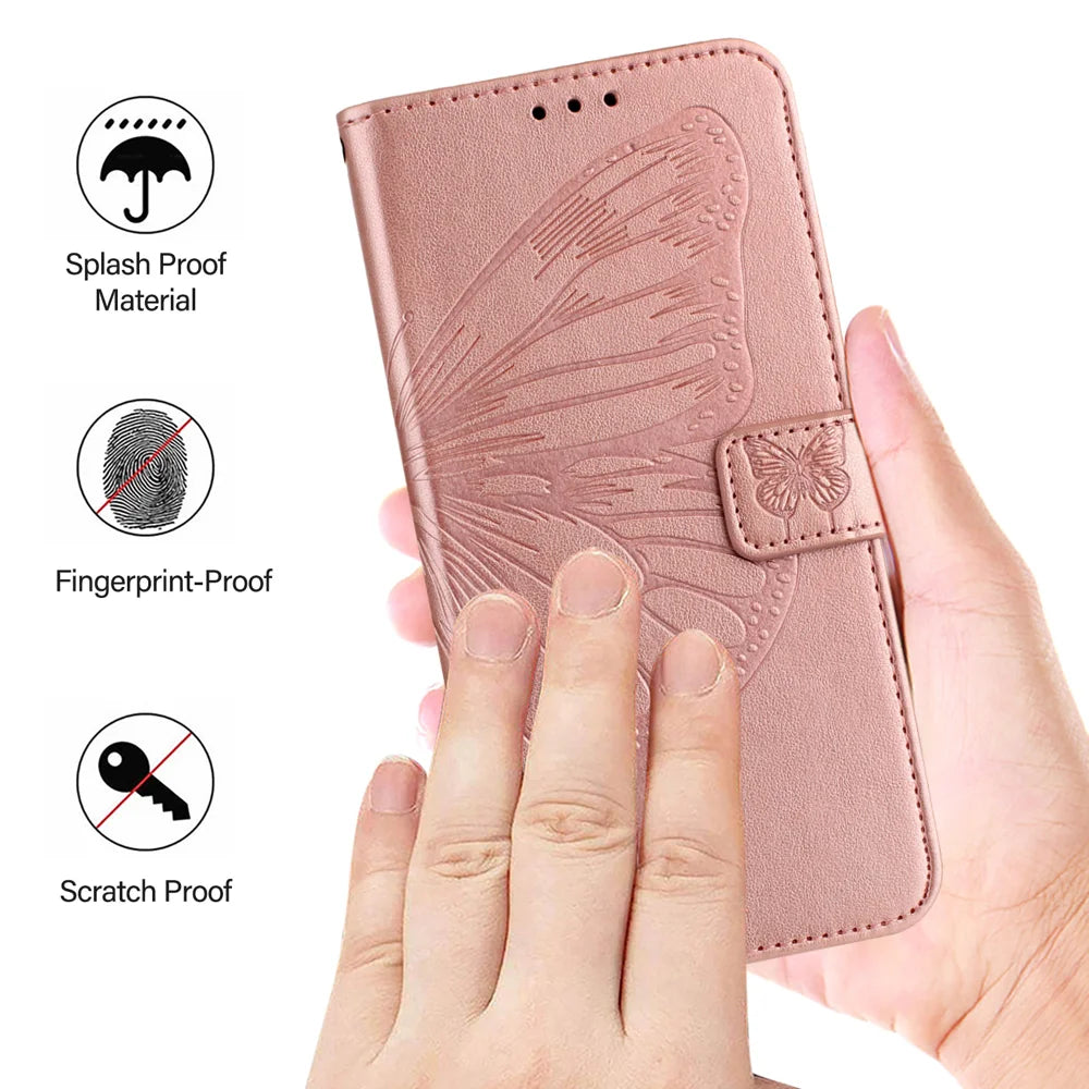 For Samsung Galaxy A06 Case YB Imprinting Series-4 Butterfly Flower Flip Wallet Leather Phone Cover