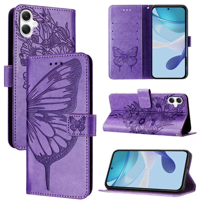 For Samsung Galaxy A06 Case YB Imprinting Series-4 Butterfly Flower Flip Wallet Leather Phone Cover
