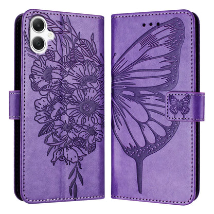 For Samsung Galaxy A06 Case YB Imprinting Series-4 Butterfly Flower Flip Wallet Leather Phone Cover