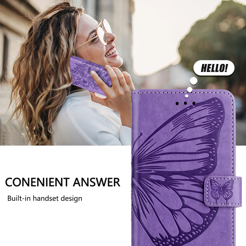 For Samsung Galaxy A06 Case YB Imprinting Series-4 Butterfly Flower Flip Wallet Leather Phone Cover