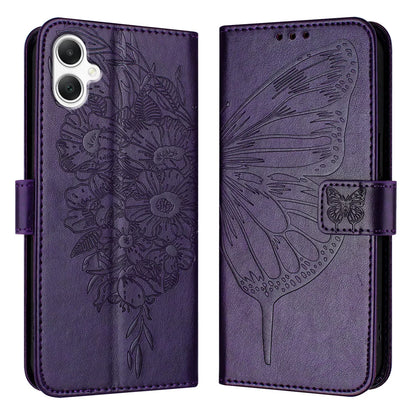 For Samsung Galaxy A06 Case YB Imprinting Series-4 Butterfly Flower Flip Wallet Leather Phone Cover