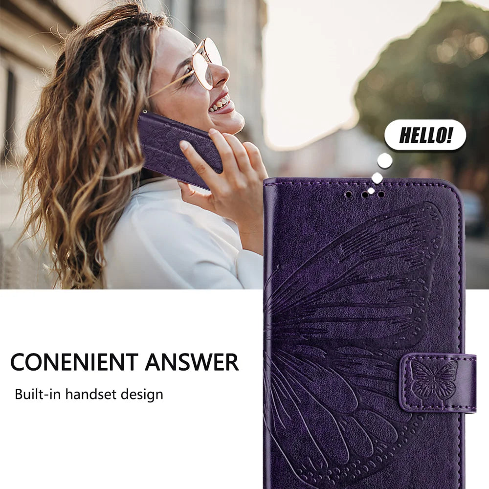 For Samsung Galaxy A06 Case YB Imprinting Series-4 Butterfly Flower Flip Wallet Leather Phone Cover