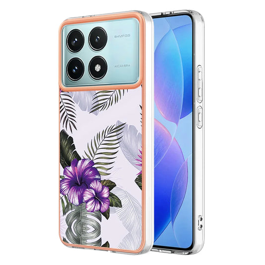 For Xiaomi Redmi K70 Pro 5G / Xiaomi Poco F6 Pro 5G / Xiaomi Redmi K70 5G Case YB IMD Series-1 Style-A  IMD Marble Flower Pattern TPU Phone Cover