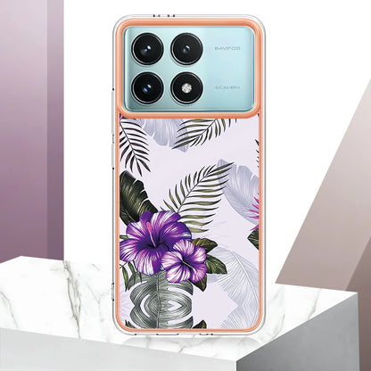 For Xiaomi Redmi K70 Pro 5G / Xiaomi Poco F6 Pro 5G / Xiaomi Redmi K70 5G Case YB IMD Series-1 Style-A  IMD Marble Flower Pattern TPU Phone Cover