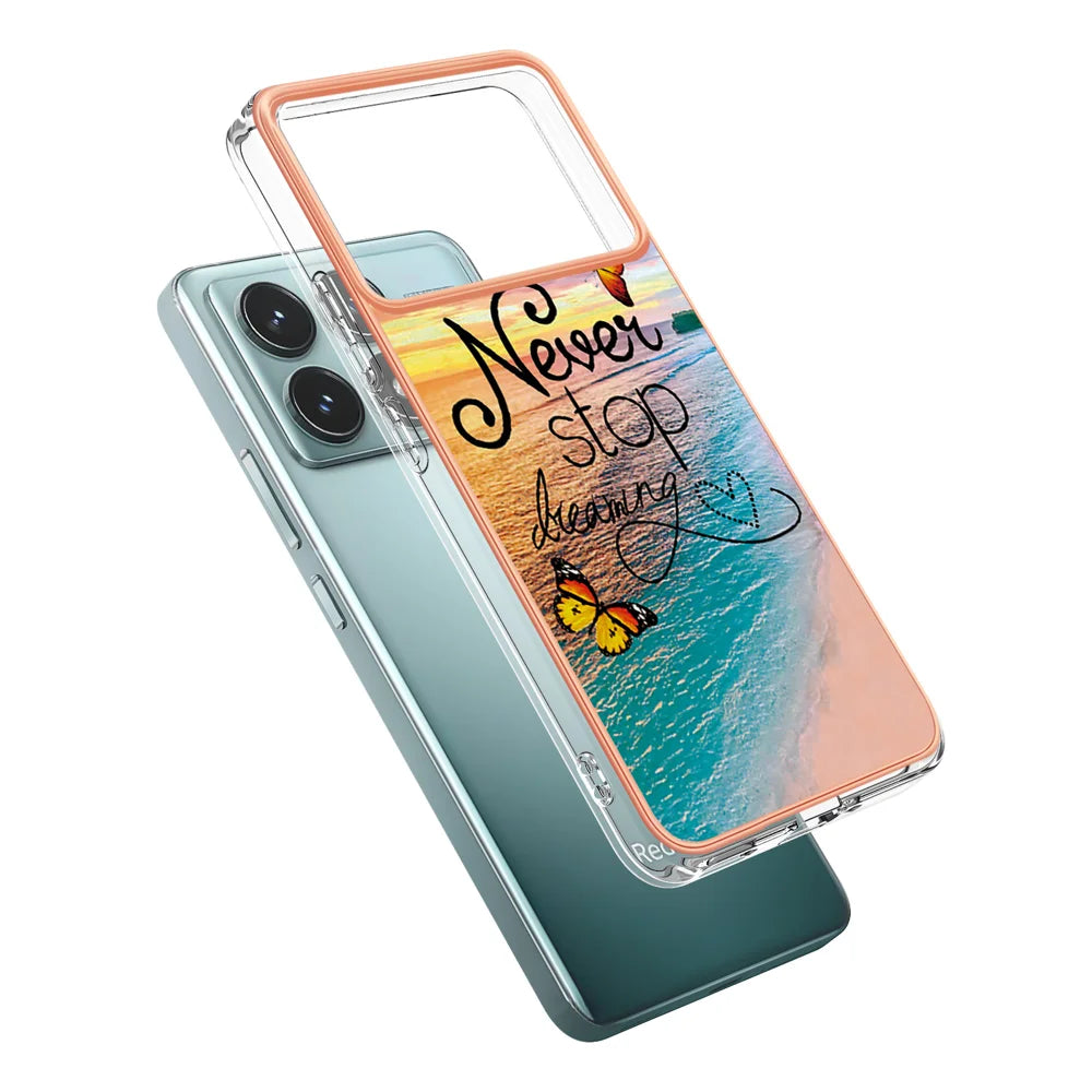 For Xiaomi Redmi K70 Pro 5G / Xiaomi Poco F6 Pro 5G / Xiaomi Redmi K70 5G Case YB IMD Series-1 Style-A  IMD Marble Flower Pattern TPU Phone Cover