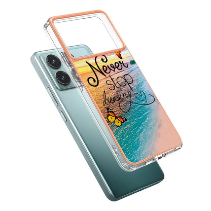 For Xiaomi Redmi K70 Pro 5G / Xiaomi Poco F6 Pro 5G / Xiaomi Redmi K70 5G Case YB IMD Series-1 Style-A  IMD Marble Flower Pattern TPU Phone Cover