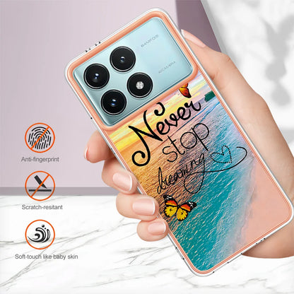 For Xiaomi Redmi K70 Pro 5G / Xiaomi Poco F6 Pro 5G / Xiaomi Redmi K70 5G Case YB IMD Series-1 Style-A  IMD Marble Flower Pattern TPU Phone Cover