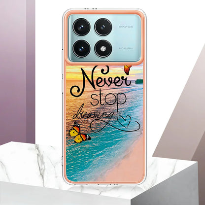 For Xiaomi Redmi K70 Pro 5G / Xiaomi Poco F6 Pro 5G / Xiaomi Redmi K70 5G Case YB IMD Series-1 Style-A  IMD Marble Flower Pattern TPU Phone Cover