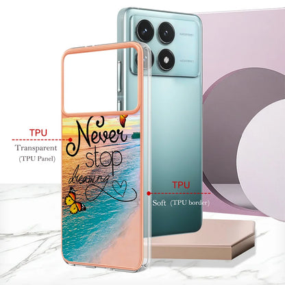 For Xiaomi Redmi K70 Pro 5G / Xiaomi Poco F6 Pro 5G / Xiaomi Redmi K70 5G Case YB IMD Series-1 Style-A  IMD Marble Flower Pattern TPU Phone Cover