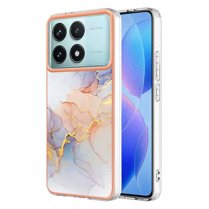 For Xiaomi Redmi K70 Pro 5G / Xiaomi Poco F6 Pro 5G / Xiaomi Redmi K70 5G Case YB IMD Series-1 Style-A  IMD Marble Flower Pattern TPU Phone Cover