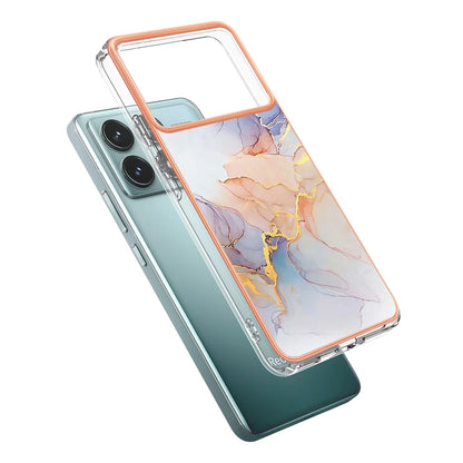 For Xiaomi Redmi K70 Pro 5G / Xiaomi Poco F6 Pro 5G / Xiaomi Redmi K70 5G Case YB IMD Series-1 Style-A  IMD Marble Flower Pattern TPU Phone Cover
