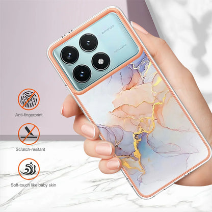 For Xiaomi Redmi K70 Pro 5G / Xiaomi Poco F6 Pro 5G / Xiaomi Redmi K70 5G Case YB IMD Series-1 Style-A  IMD Marble Flower Pattern TPU Phone Cover