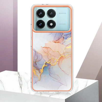 For Xiaomi Redmi K70 Pro 5G / Xiaomi Poco F6 Pro 5G / Xiaomi Redmi K70 5G Case YB IMD Series-1 Style-A  IMD Marble Flower Pattern TPU Phone Cover