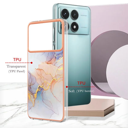 For Xiaomi Redmi K70 Pro 5G / Xiaomi Poco F6 Pro 5G / Xiaomi Redmi K70 5G Case YB IMD Series-1 Style-A  IMD Marble Flower Pattern TPU Phone Cover
