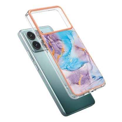 For Xiaomi Redmi K70 Pro 5G / Xiaomi Poco F6 Pro 5G / Xiaomi Redmi K70 5G Case YB IMD Series-1 Style-A  IMD Marble Flower Pattern TPU Phone Cover