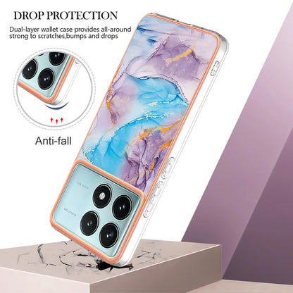 For Xiaomi Redmi K70 Pro 5G / Xiaomi Poco F6 Pro 5G / Xiaomi Redmi K70 5G Case YB IMD Series-1 Style-A  IMD Marble Flower Pattern TPU Phone Cover