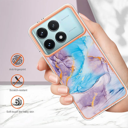 For Xiaomi Redmi K70 Pro 5G / Xiaomi Poco F6 Pro 5G / Xiaomi Redmi K70 5G Case YB IMD Series-1 Style-A  IMD Marble Flower Pattern TPU Phone Cover