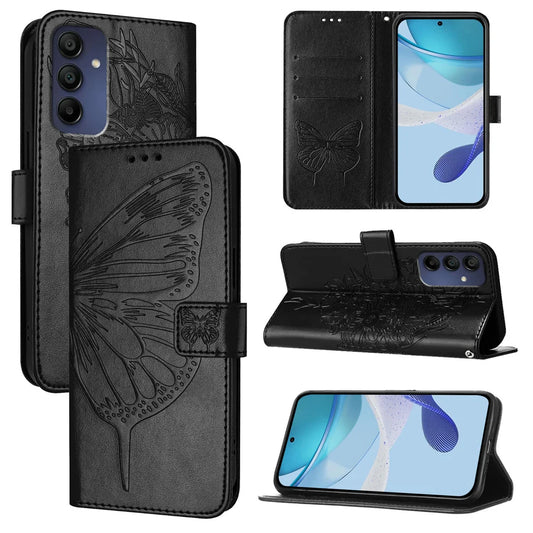 For Samsung Galaxy A16 5G Case YB Imprinting Series-4 Butterfly Flower Flip Wallet Leather Phone Cover