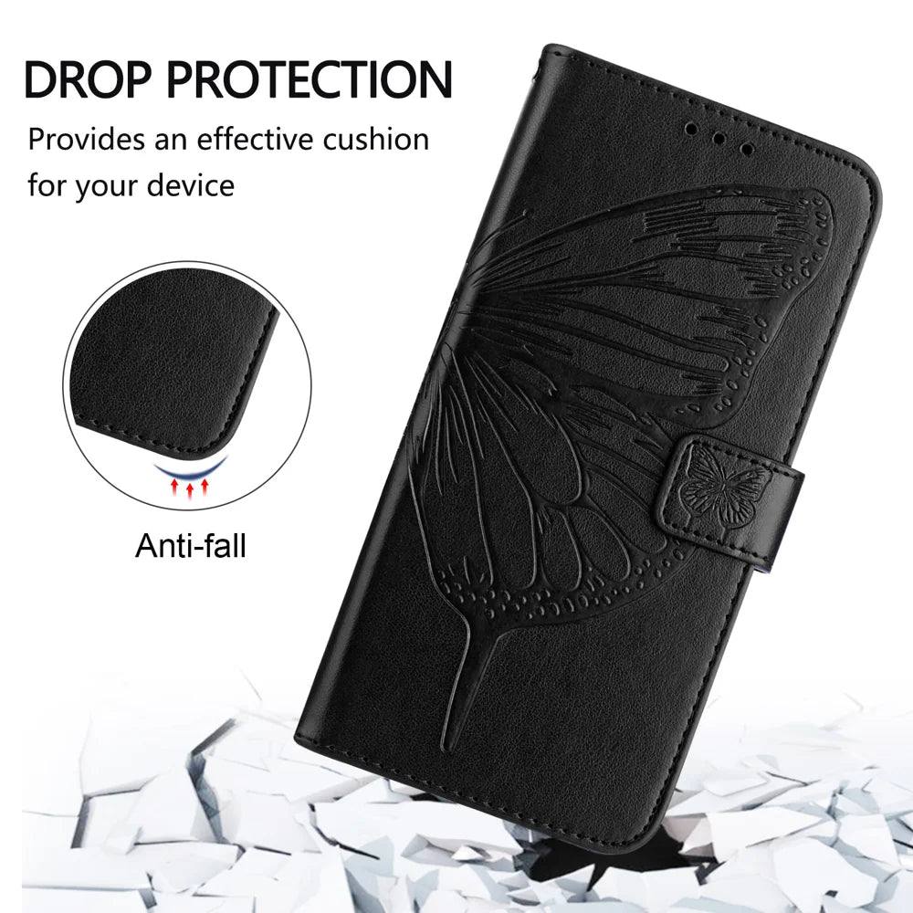 For Samsung Galaxy A16 5G Case YB Imprinting Series-4 Butterfly Flower Flip Wallet Leather Phone Cover