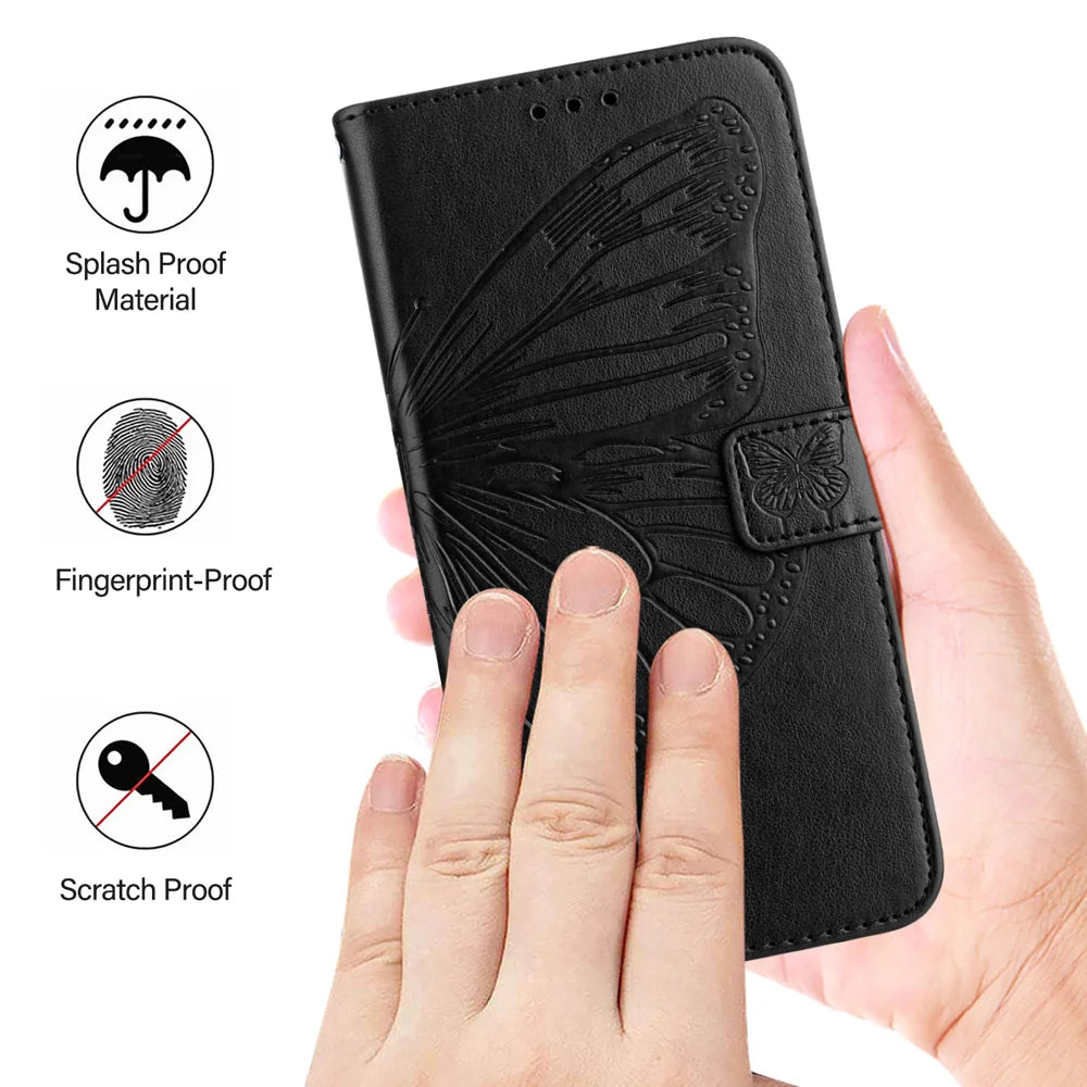 For Samsung Galaxy A16 5G Case YB Imprinting Series-4 Butterfly Flower Flip Wallet Leather Phone Cover