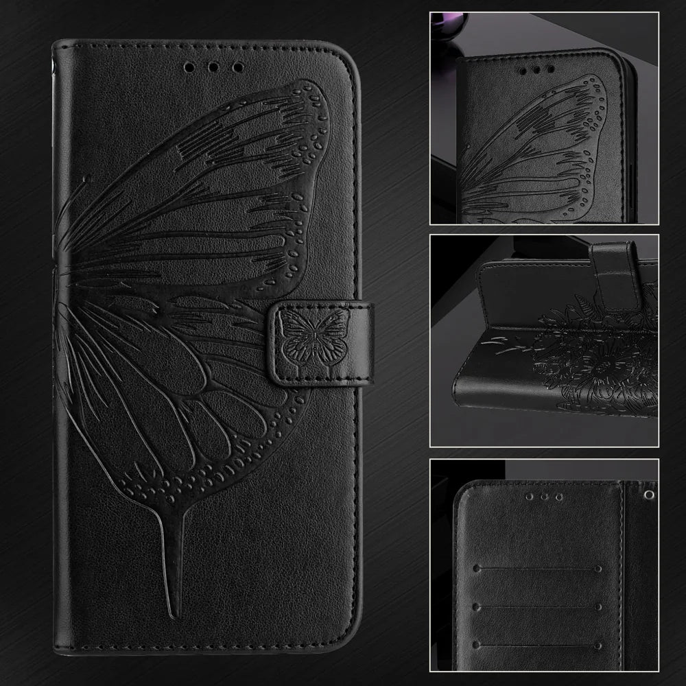 For Samsung Galaxy A16 5G Case YB Imprinting Series-4 Butterfly Flower Flip Wallet Leather Phone Cover