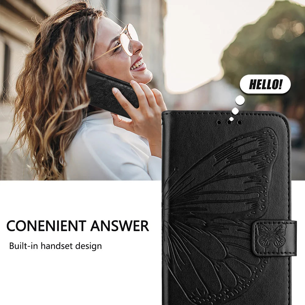 For Samsung Galaxy A16 5G Case YB Imprinting Series-4 Butterfly Flower Flip Wallet Leather Phone Cover