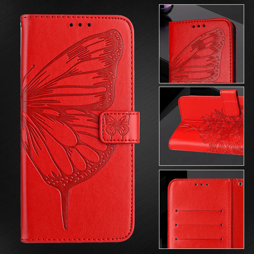 For Samsung Galaxy A16 5G Case YB Imprinting Series-4 Butterfly Flower Flip Wallet Leather Phone Cover